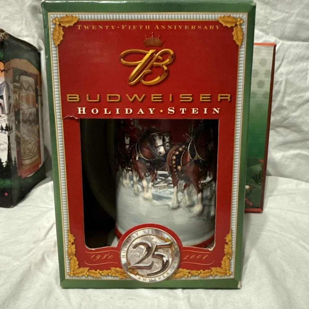 Vtg 96; 98; 04 Budweiser Holiday Stein Collection Christmas Same Day Shipping US